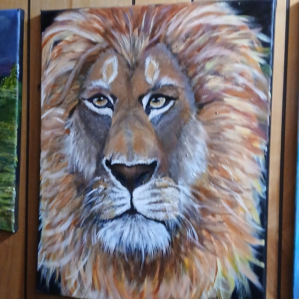 Regal lion 16x20 Original Acrylic On Strtched Canvas
